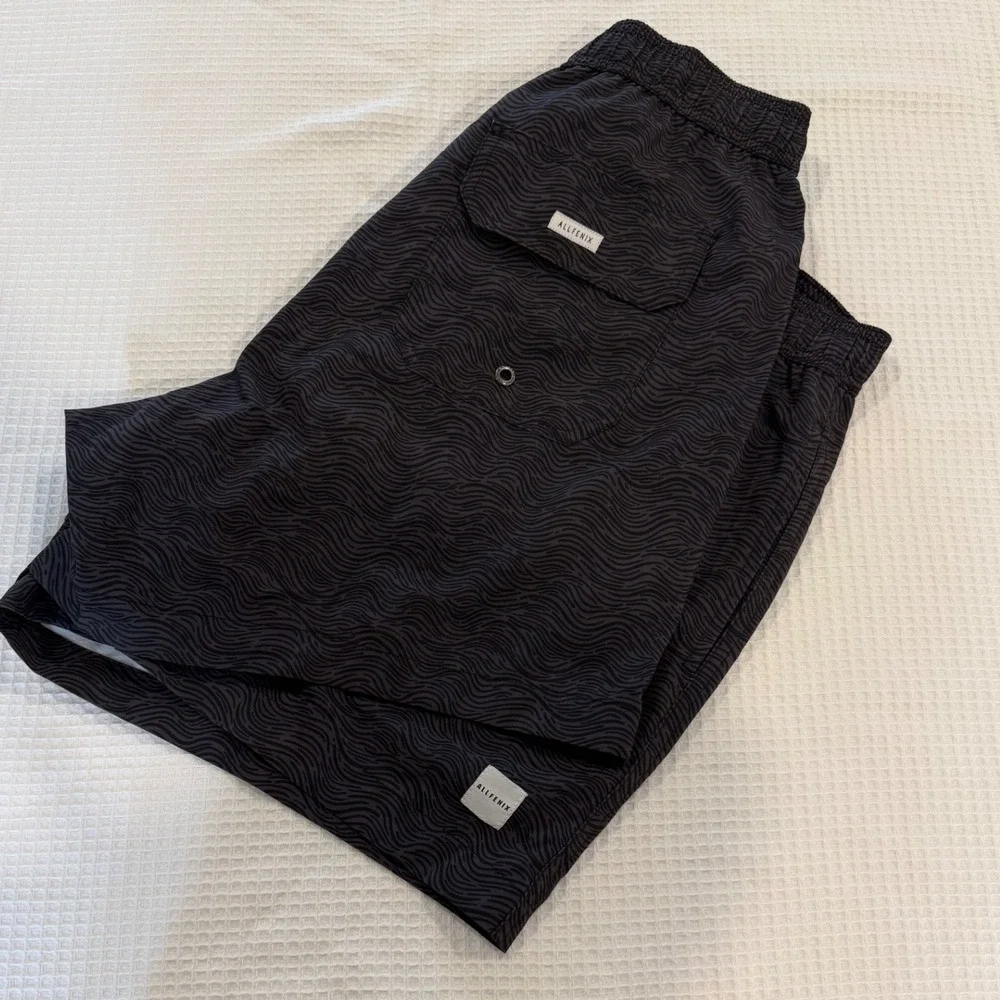 Allfenix Waves Swim Short Black Tonal Pattern Mens XL AM4T137 NEW